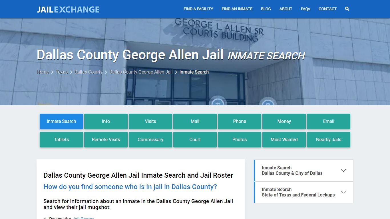 Dallas County George Allen Jail Inmate Search - Jail Exchange